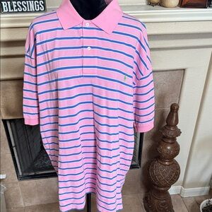 Pink and Blue Striped Polo Shirt